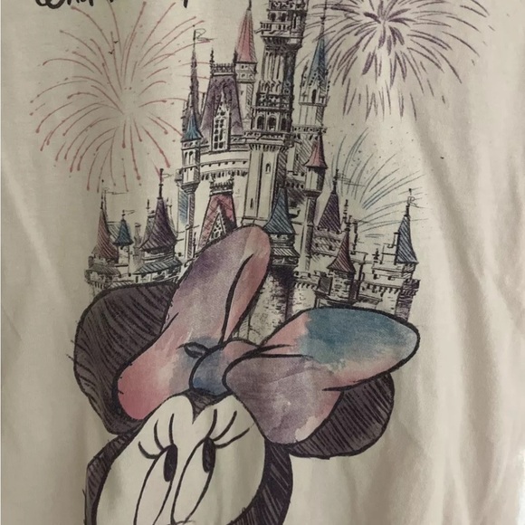 Disney Parks Girls Large T-Shirt Minnie Mouse & Cinderella’s Castle - Light Pink - Picture 3 of 4
